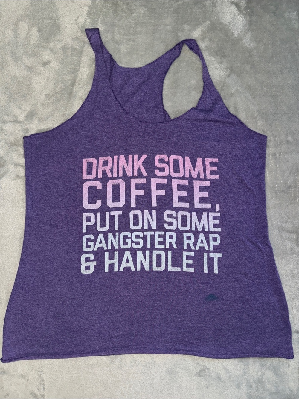 Purple Graphic Tank Top - 'Drink Some Coffee'